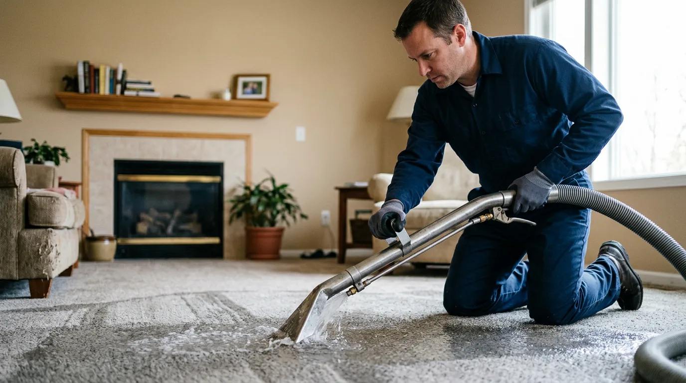 Water damage restoration technician working near Linwood, KS